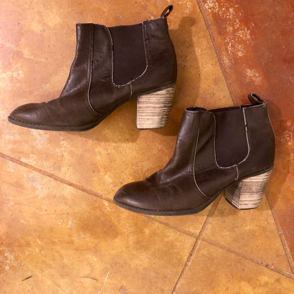 Brown leather booties size 8.5